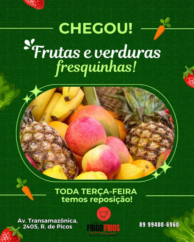 Toda terça-feira é dia de reposição de frutas verdinhas e fresquinhas no Frigo Frios Oeiras